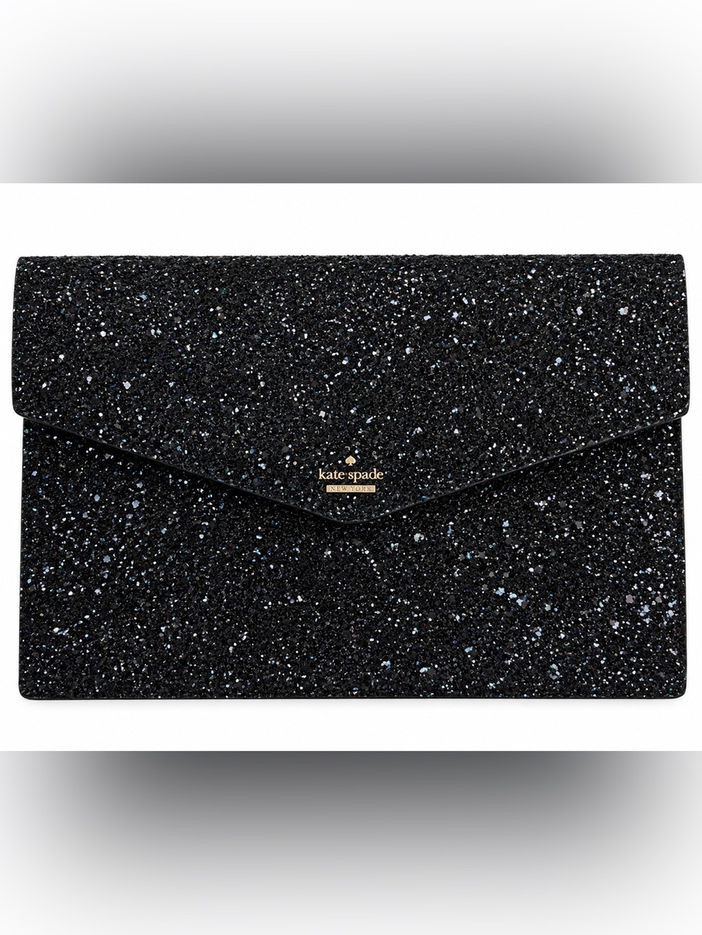 Kate Spade Malo Laurel Way All That Glitters Envelope Clutch Black NWT